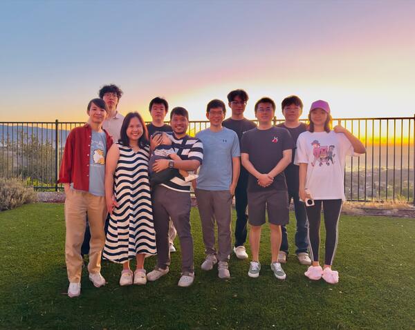 Chen Lab group photo at sunset