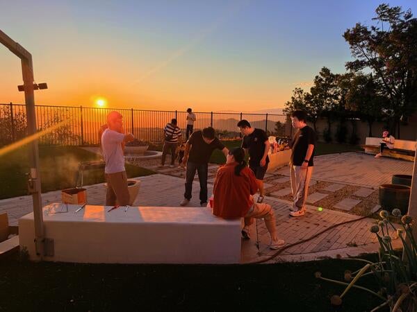 Chen Lab gathering at sunset